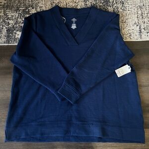 St. John's Bay Women's Navy V-Neck Sweater